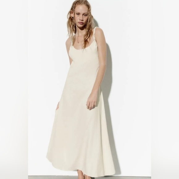 Zara dress twist linen blend long  2918 215 - Picture 8 of 13